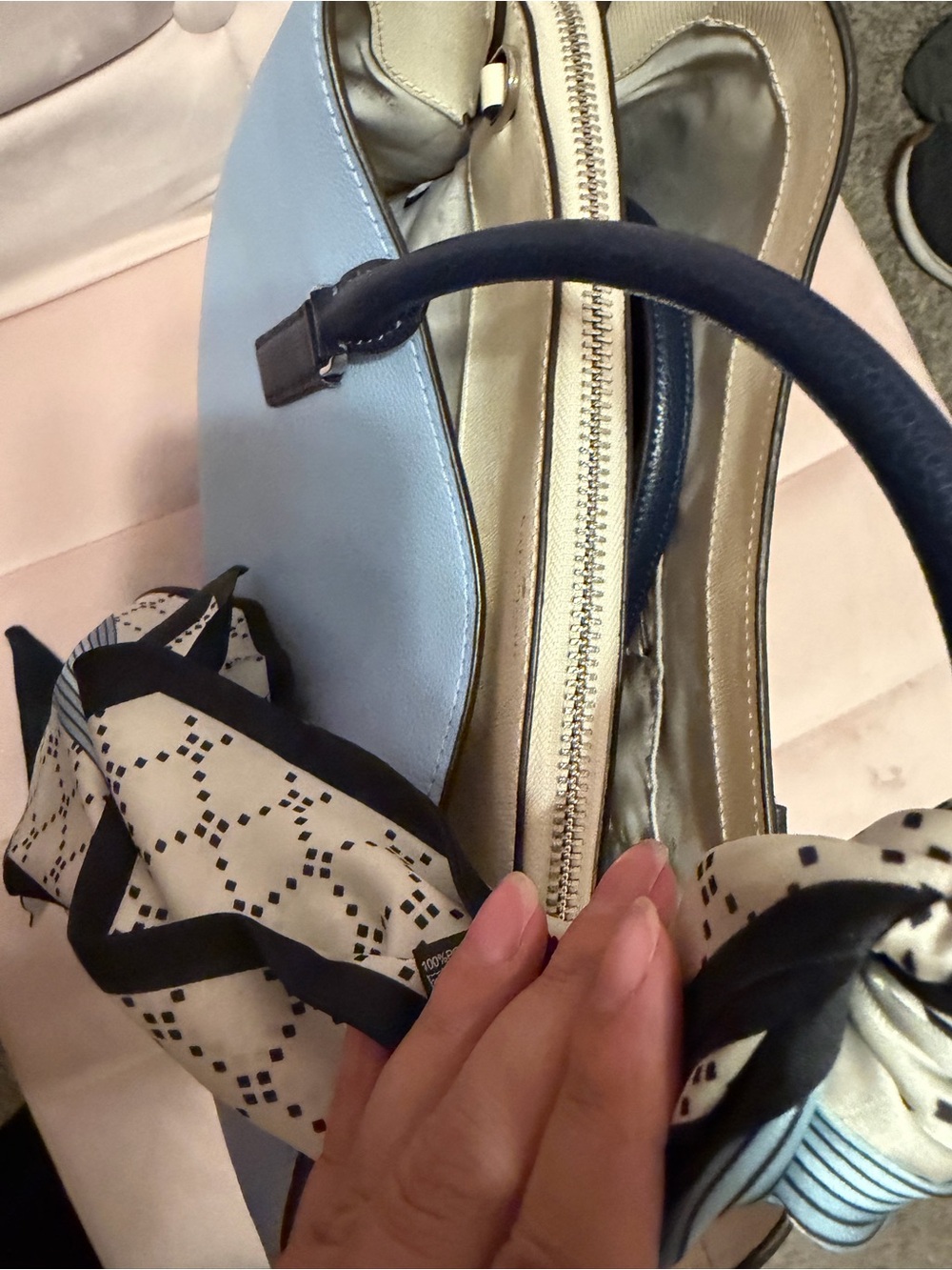 kate spade Pale Blue Leather Satchel with Floral Charm - Picture 7 of 7